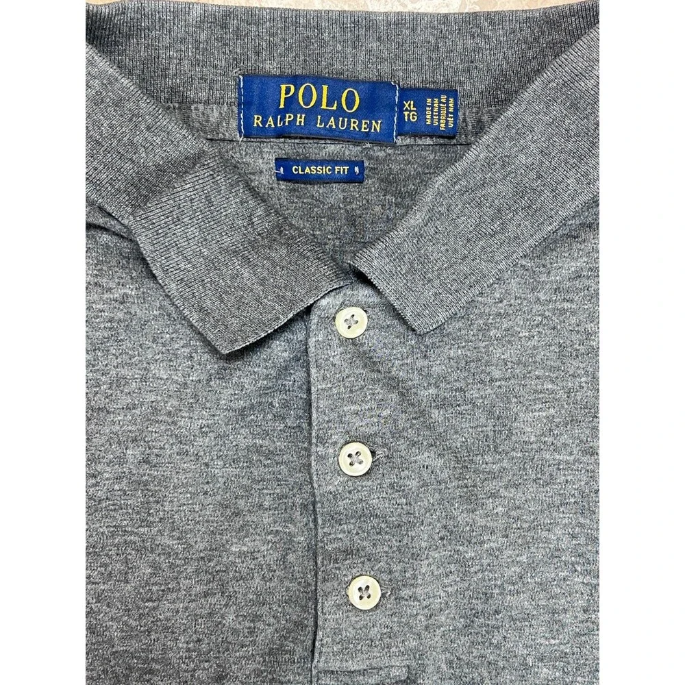 Polo Ralph Lauren Classic Fit Charcoal Gray Cotton Polo Shirt Men's XL